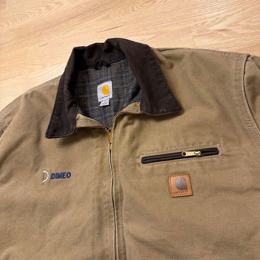 Carhartt Detroit Jacket Brown Canvas Blanket Lined - Picture 3 of 6